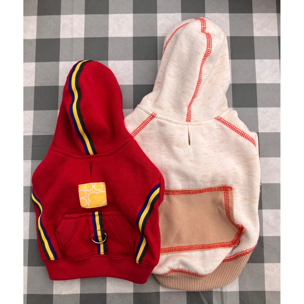 Fashion Pet Dog Hoodie XS Red Striped Sporty Fleece Sweatshirt 522RXS